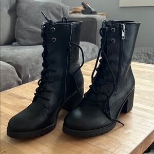 Sun + Stone Black Lace-Up Boots
